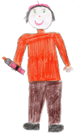 Zeichnung eines Mannes mit einer Rotweinflasche