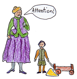 Junge Hugenotten-Frauen werden oft Haushälterin oder Gouvernantin. Sie kümmern sich um die Erziehung der Kinder reicher Familien und sprechen Französisch mit ihnen.