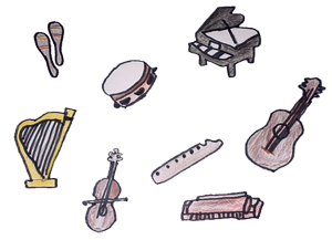 Verschiedene Musikinstrumente