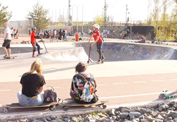 Skatepark avec deux bassins