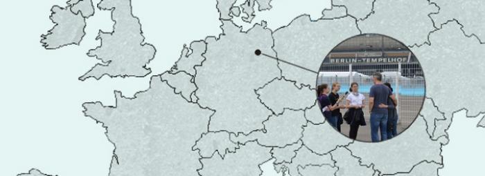 Carte de l'Europe avec Berlin. L'aéroport de Tempelhof