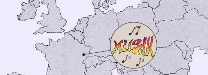 Europakarte mit Musik aus dem Elsass