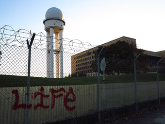 Former airport control tower on the Tempelhofer Feld