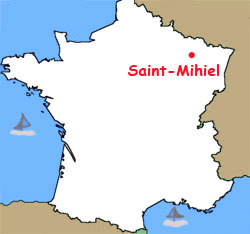 La petite ville de Saint-Mihiel sur une carte de France