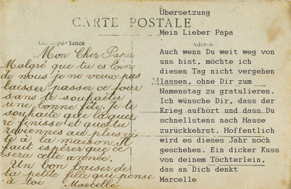 Erster Weltkrieg: Postkarte Schrift_1