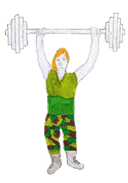 dessin d'une femme soldat en train de faire du sport