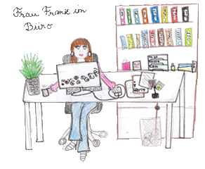 dessin d'une femme  son bureau