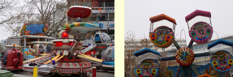 Karussell und Fahrgeschfte auf dem Weihnachtsmarkt